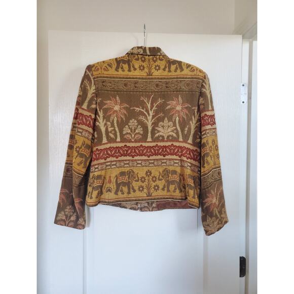 Vintage Giancarlo Ferrari Tapestry Zip Up Lined Elephant Jacket Women's Size 10 - Picture 8 of 12